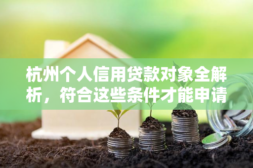 杭州个人信用贷款对象全解析,符合这些条件才能申请!