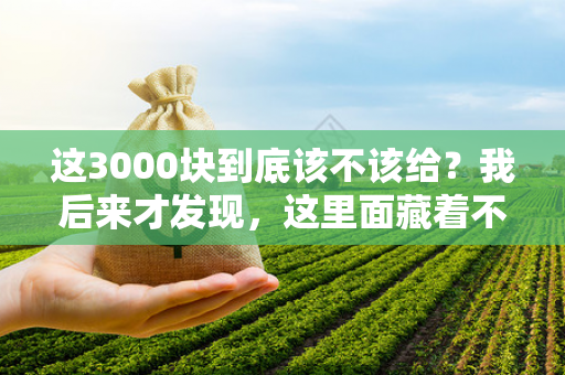 这3000块到底该不该给?我后来才发现,这里面藏着不少猫腻
