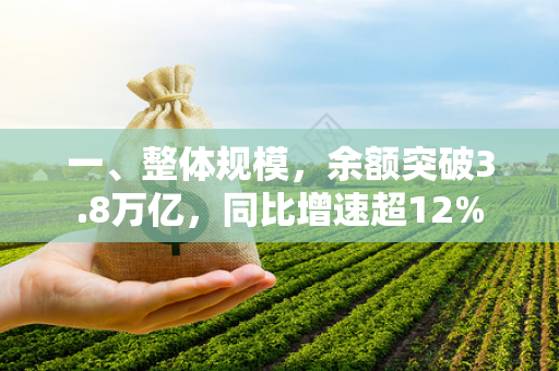 一、整体规模,余额突破3.8万亿,同比增速超12%