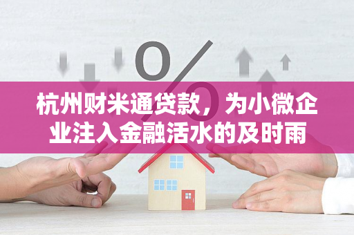 杭州财米通贷款,为小微企业注入金融活水的及时雨