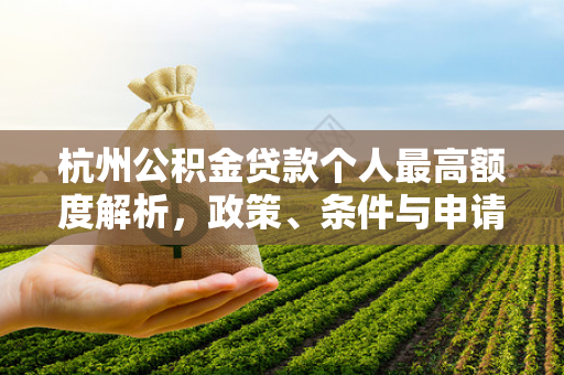 杭州公积金贷款个人最高额度解析,政策、条件与申请指南