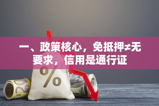 一、政策核心,免抵押≠无要求,信用是通行证 一、政策核心,免抵押≠无要求,信用是通行证