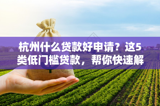 杭州什么贷款好申请?这5类低门槛贷款,帮你快速解决资金难题!