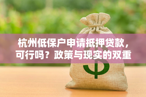杭州低保户申请抵押贷款,可行吗?政策与现实的双重考量