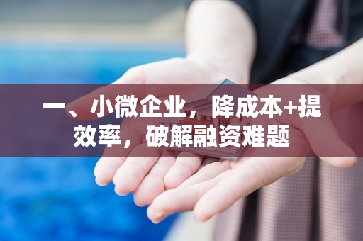 一、小微企业,降成本+提效率,破解融资难题