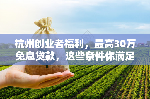 杭州创业者福利,最高30万免息贷款,这些条件你满足吗?