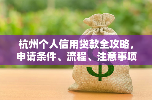 杭州个人信用贷款全攻略,申请条件、流程、注意事项一文读懂 杭州个人信用贷款全攻略,申请条件、流程、注意事项一文读懂