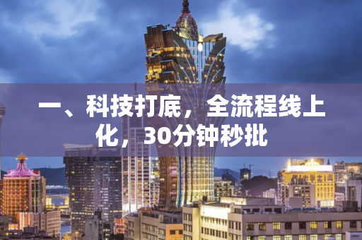 一、科技打底,全流程线上化,30分钟秒批 一、科技打底,全流程线上化,30分钟秒批