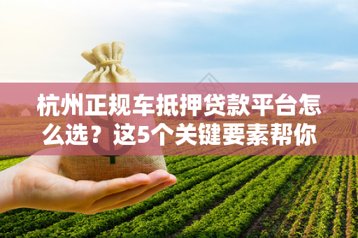 杭州正规车抵押贷款平台怎么选?这5个关键要素帮你避坑! 杭州正规车抵押贷款平台怎么选?这5个关键要素帮你避坑!