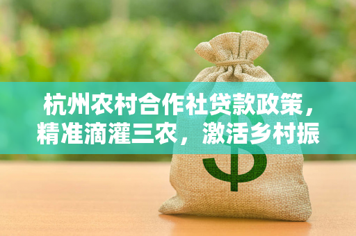 杭州农村合作社贷款政策,精准滴灌三农,激活乡村振兴金融活水