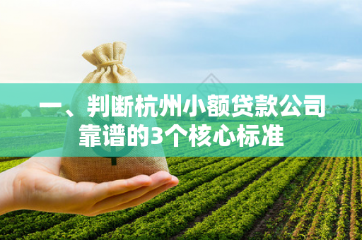 一、判断杭州小额贷款公司靠谱的3个核心标准