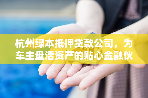 杭州绿本抵押贷款公司,为车主盘活资产的贴心金融伙伴 杭州绿本抵押贷款公司,为车主盘活资产的贴心金融伙伴