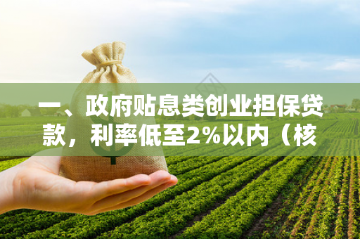 一、政府贴息类创业担保贷款,利率低至2%以内(核心优惠)