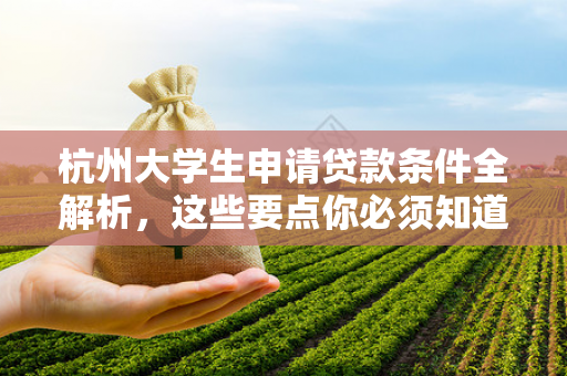 杭州大学生申请贷款条件全解析,这些要点你必须知道
