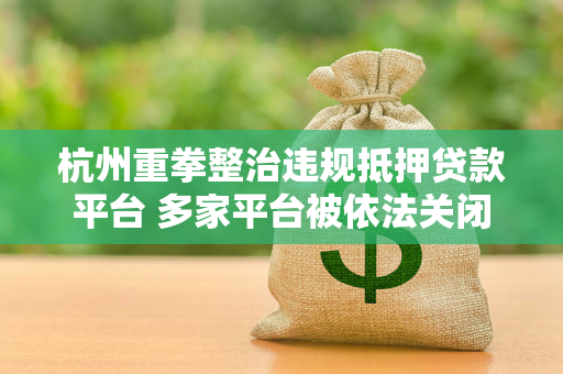 杭州重拳整治违规抵押贷款平台 多家平台被依法关闭 杭州重拳整治违规抵押贷款平台 多家平台被依法关闭