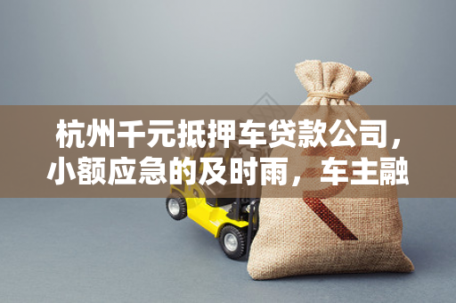 杭州千元抵押车贷款公司，小额应急的及时雨，车主融资新选择